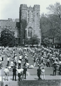 Students assembled in silent protest on Duke University Campus during the Silent Vigil.